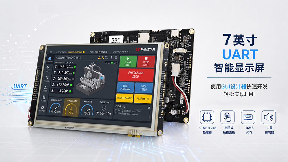 7 英寸 UART 智能显示器,通过 GUI Builder 快速开发 HMI