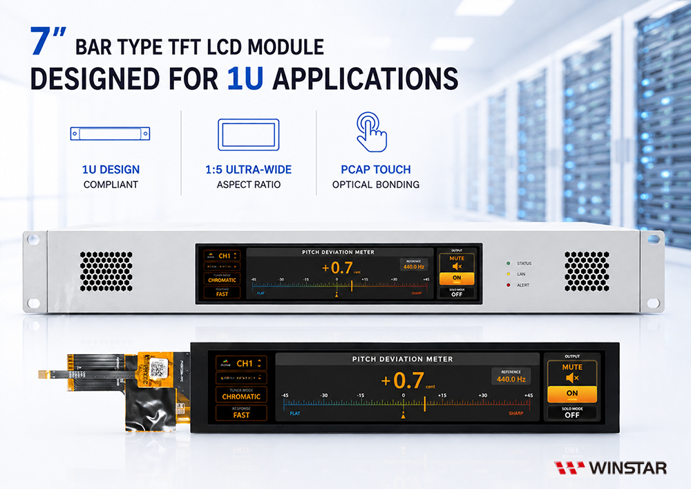 7-inch Bar TFT LCD Display Designed for 1U Chassis