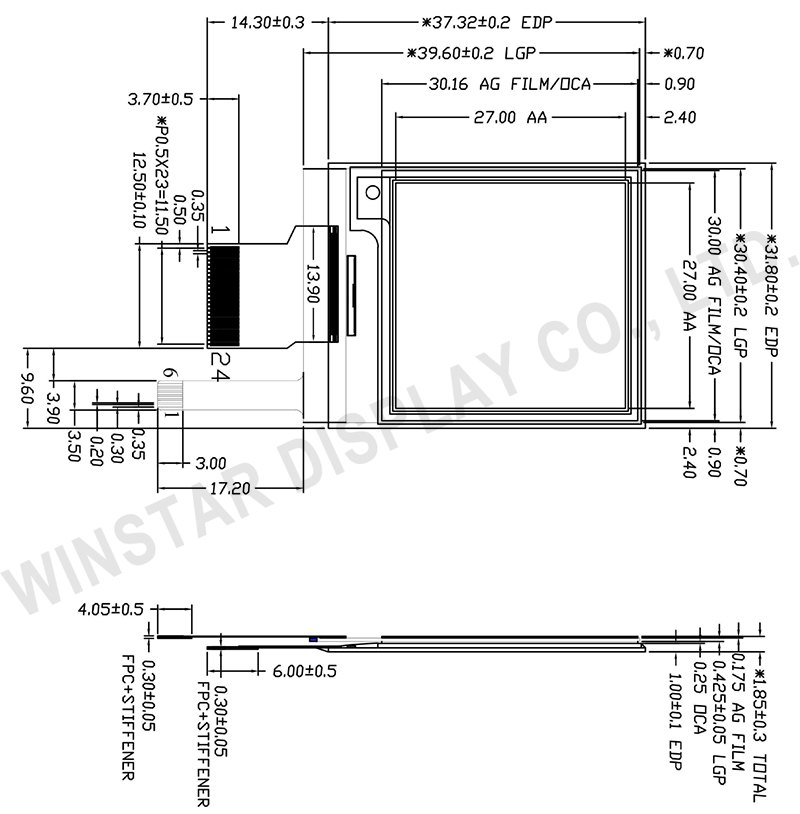 1.54-inch 200x200 E-Paper Display with Front Light - WAA0154A2AAA4NXXX000