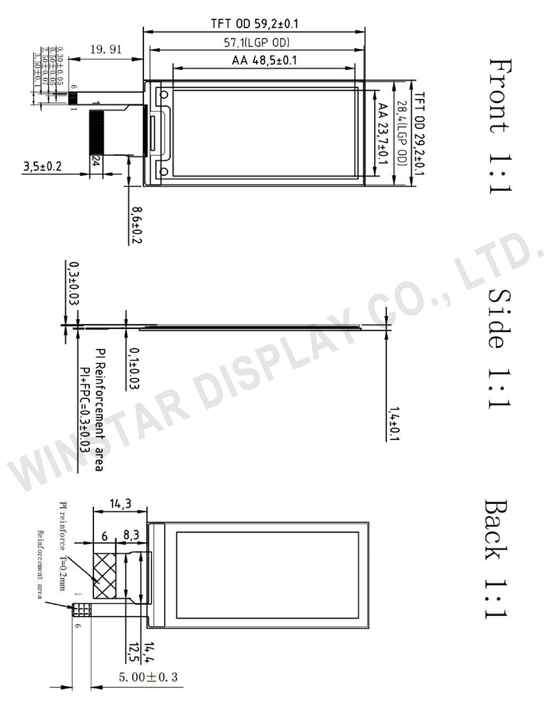 2.13-inch 122x250 EPD with Front Light, 2.13-inch 122x250 E-paper Display with Front Light- WAA0213A2AAA6NXXX000