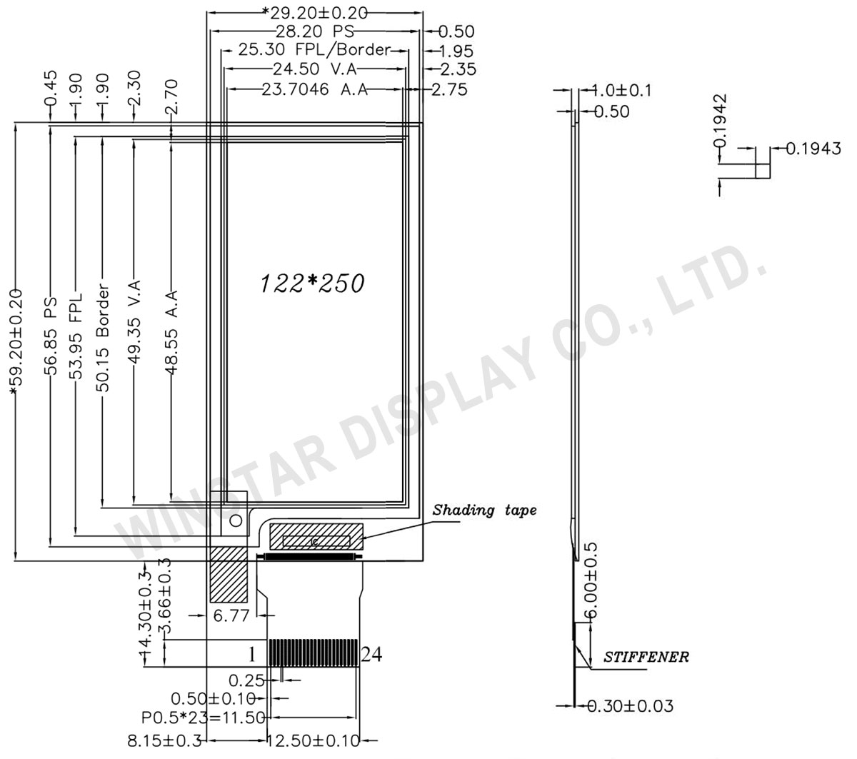 2.13-inch 250x122 Electronic Paper Display, Epaper Screen Display - WAA0213A2BNA6NXXX000