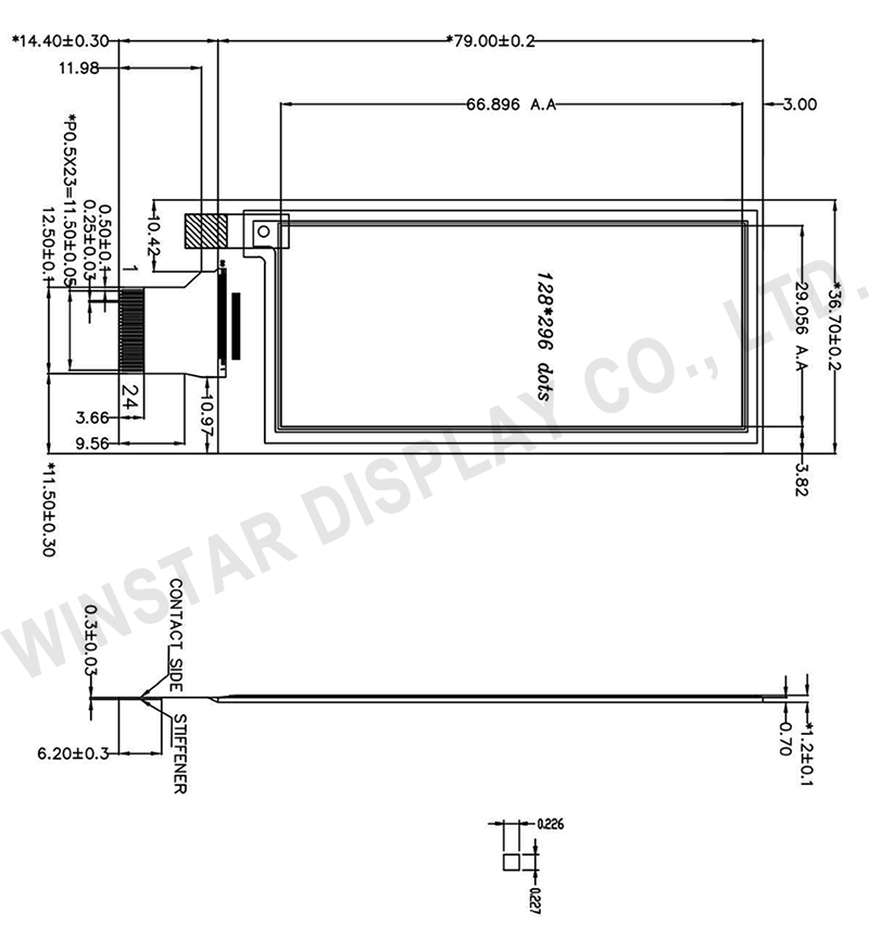 2.9-inch 128x296 Four-Color Electronic Paper Display - WAA0290A2CNA8NXXX000