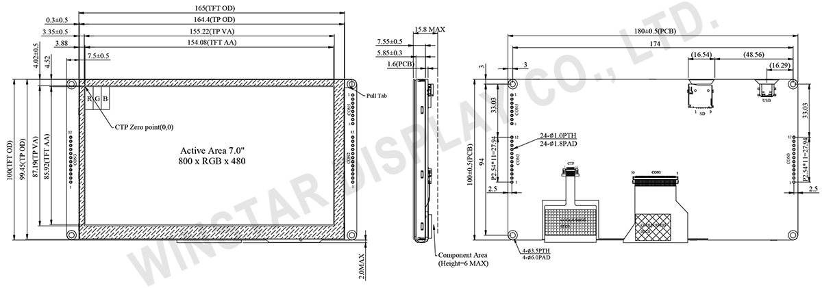 7-Inch Entry Level UART LCD Module with Projected Capacitive Touchscreen - WL0F0007000A2GFAAEA00