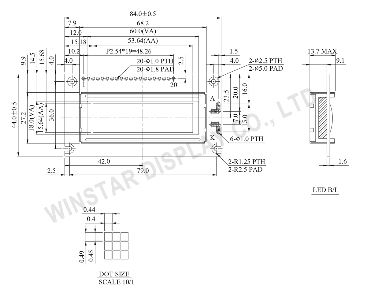 122x32 Graphic LCD, Graphic LCD Display Module, LCD 122x32 - WG12232A