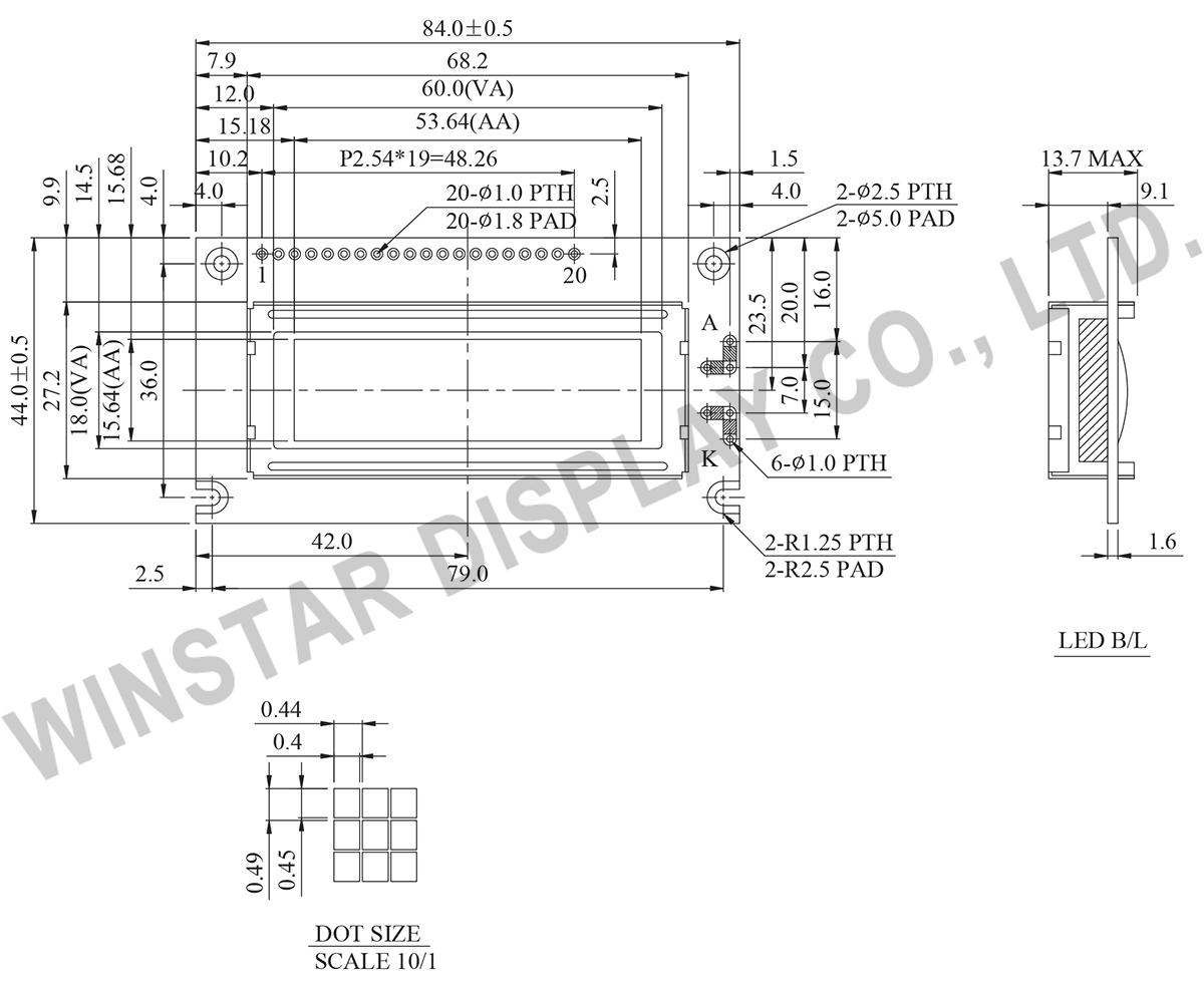 Winstar WG12232A 122x32 Graphic LCD, Graphic LCD Display Module, LCD 122x32