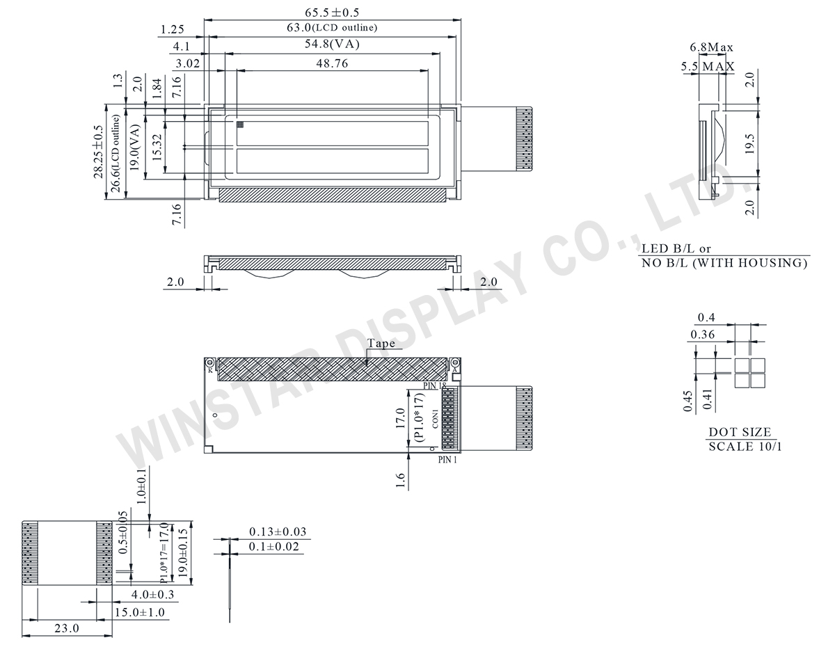 122x32 Graphic LCD Display Module – 2 inch, COB, AIP31520 - WG12232B