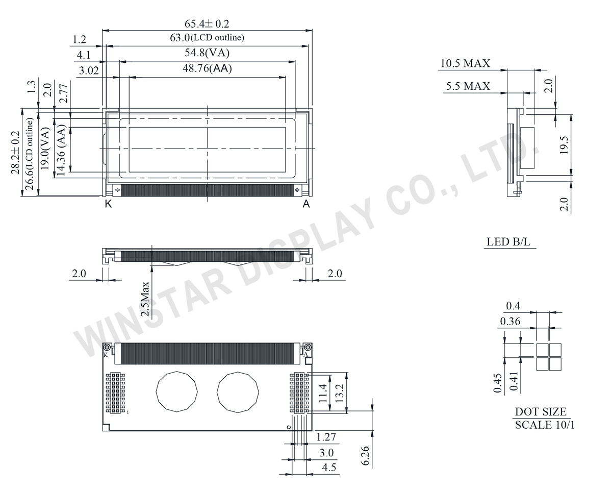 122x32 Graphic LCD Display – 2 inch, COB, AIP31520 - WG12232BP1