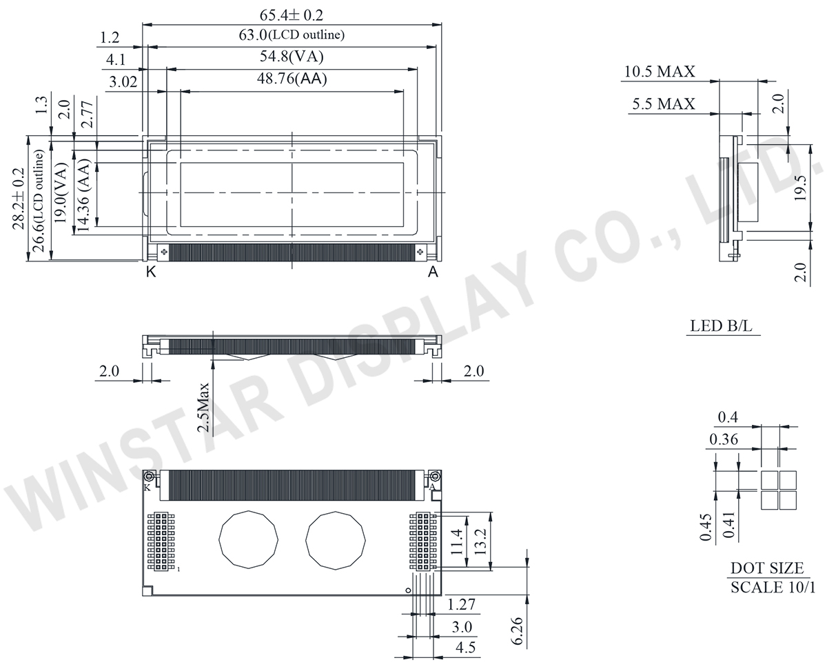 122x32 Mono Graphic LCD Display with SBN1661G IC - WG12232BP1