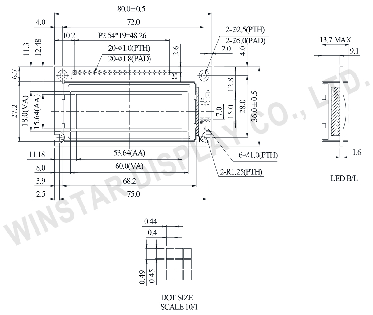 122x32 Graphic LCD Display Module - WG12232E