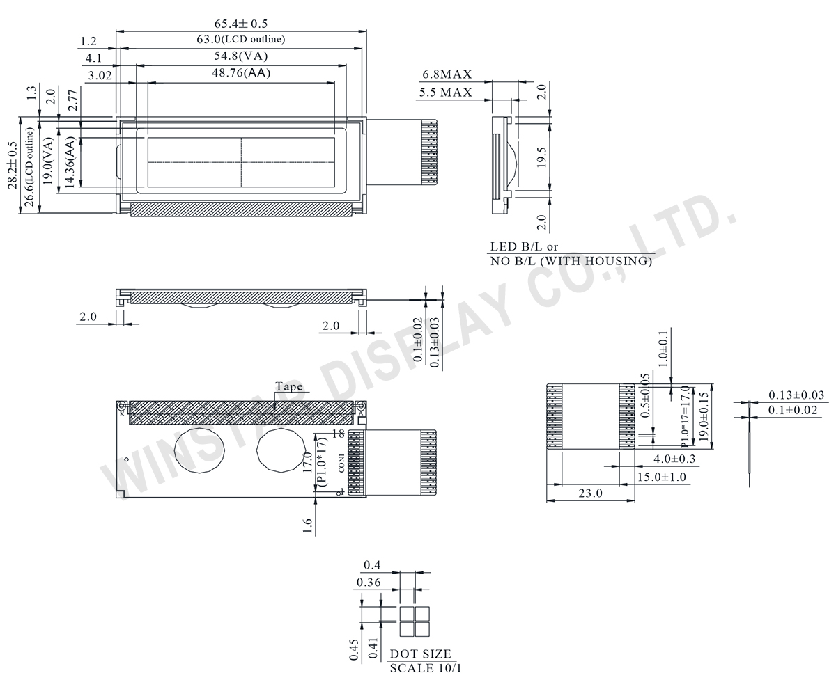 12232 LCD Graphic Display Module, LCD 12232 (2 inch, 122x32, COB, AIP31520) - WG12232G