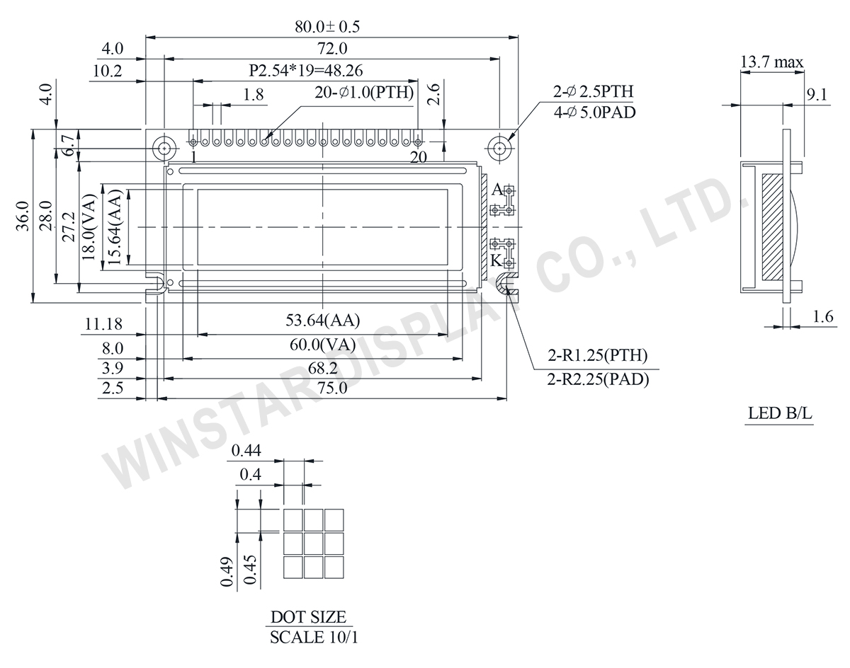 122x32 Graphic LCD Module (2.2 inch, COB, AIP31520) - WG12232J