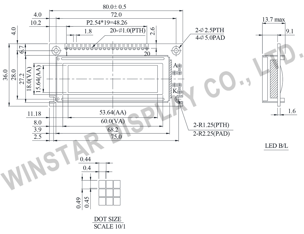 Winstar Display WG12232J Graphic LCD Module 122x32