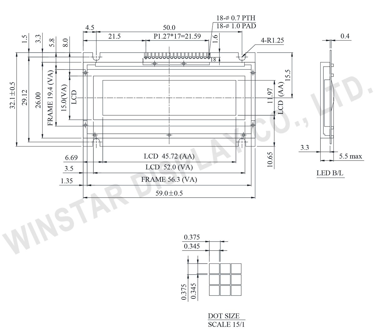 Winstar Display WG12232K - Graphic LCD Display 122 x 32