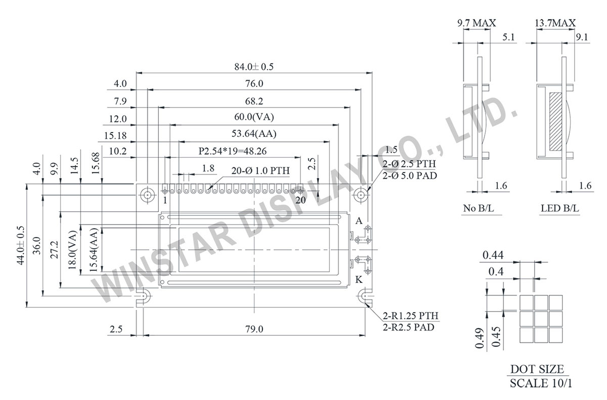 122x32 Graphic LCD Display Module  - WG12232L