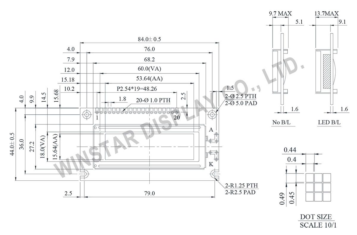 Winstar WG12232L - LCD Display Graphic 122x32