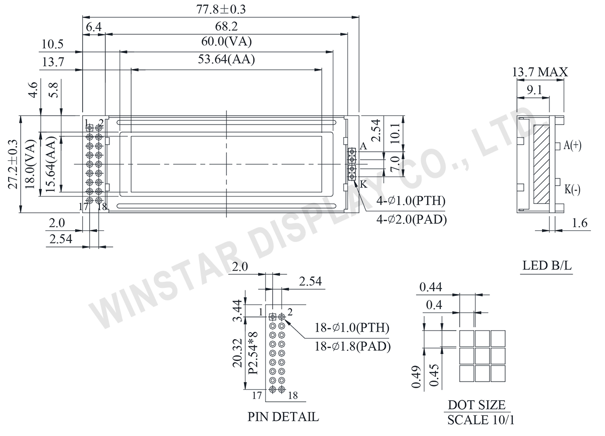 122*32 Graphic LCD Displays (2.2 inch, COB, AIP31520) - WG12232O