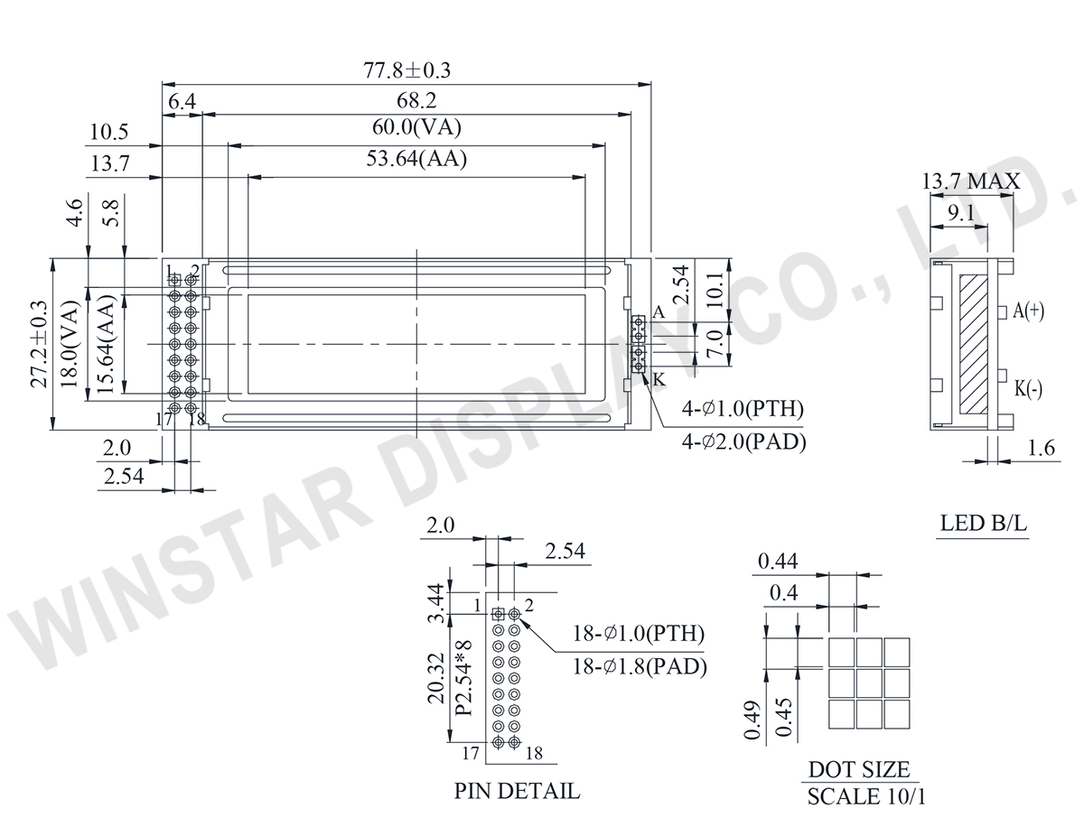 Winstar WG12232O 122x32 Graphic Displays