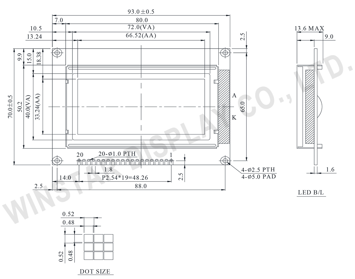 Monochrome Graphic LCD Display, Monochrome Graphics - Winstar WG12864A