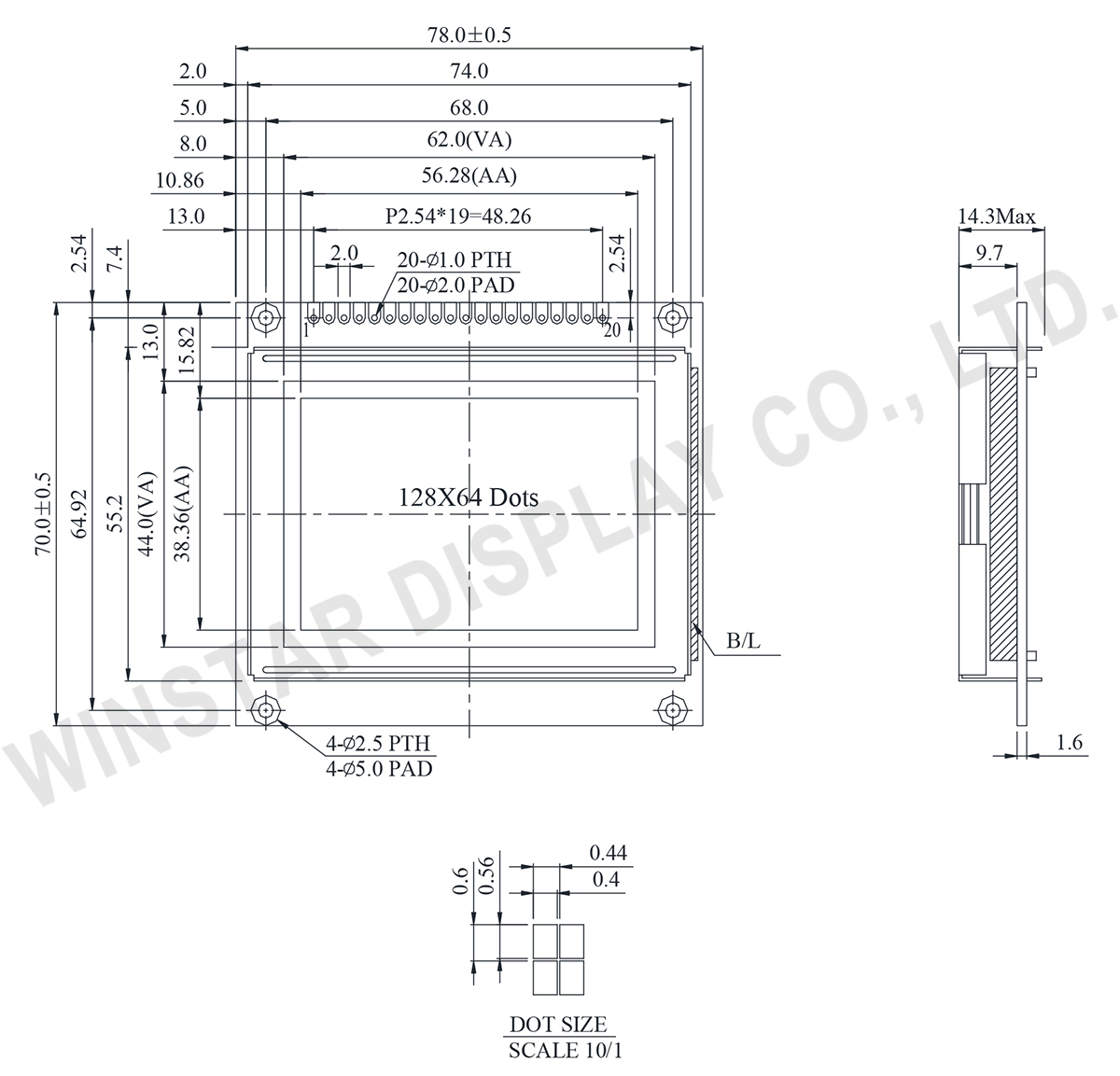 LCD Display 12864, 12864 LCD, Display 12864 - WG12864D