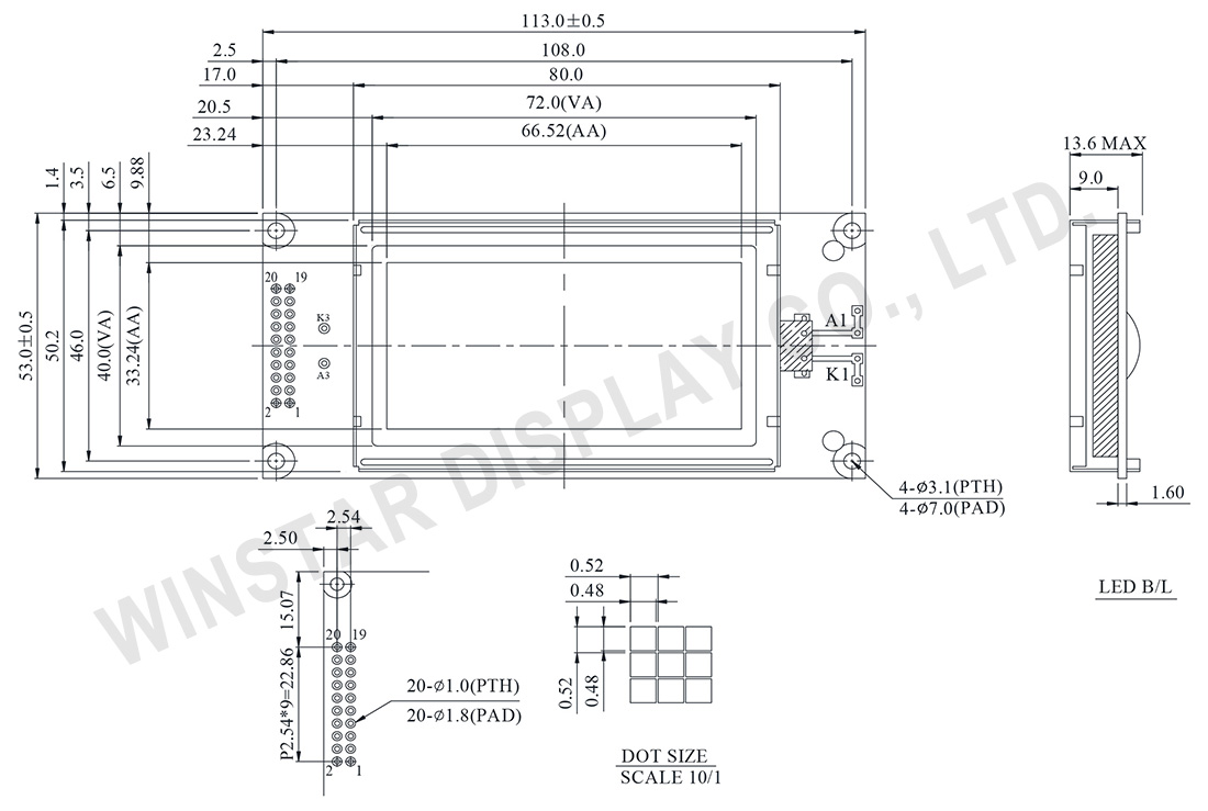 Winstar 128x64 Graphic Module - WG12864K