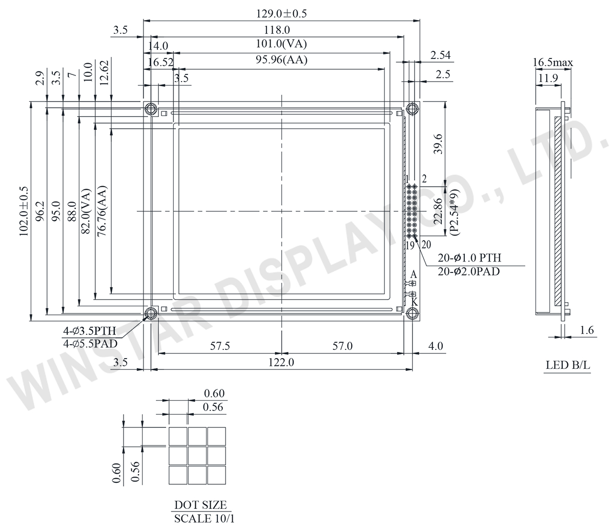 Winstar Graphic LCD 160x128, LCD Display 160x128, WG160128B LCD 160x128