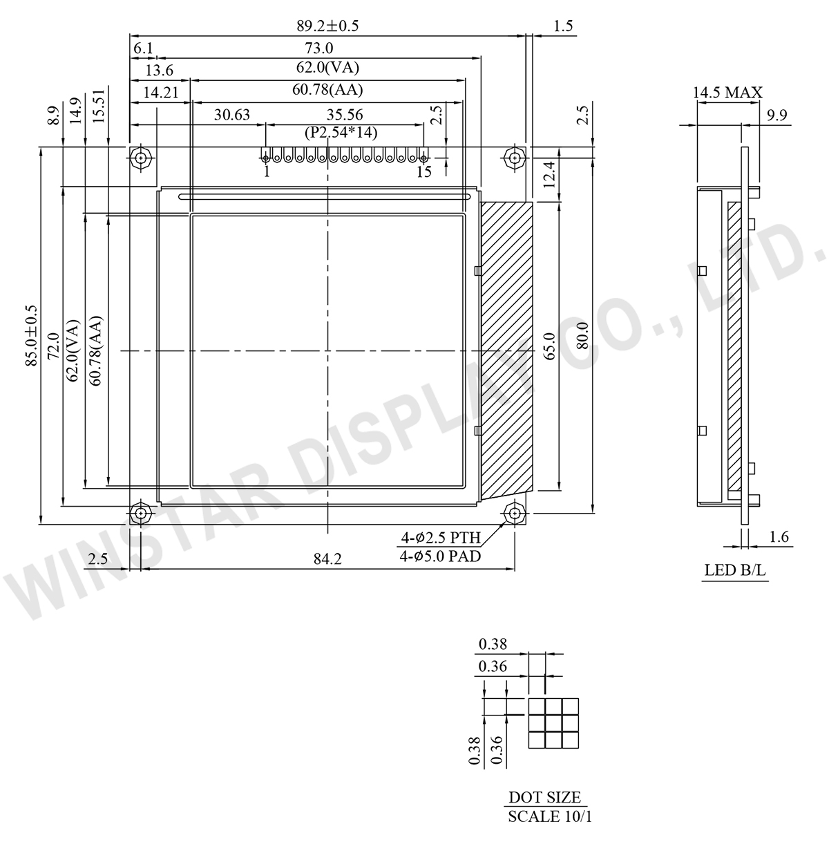 160x160 LCD, Graphic Module LCD 160x160 - WG160160A - Winstar Display