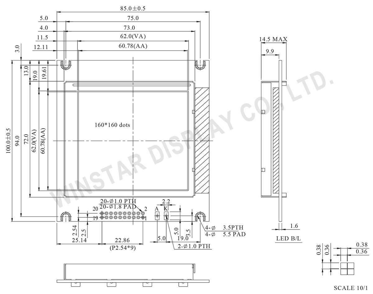 RA8806 Graphics Module 160x160 dots - WG160160E5 / WG160160E3