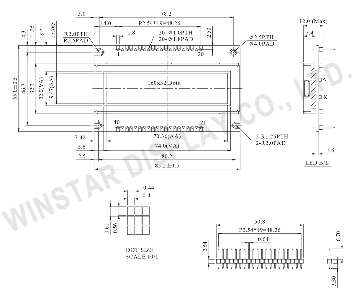 Winstar Display - WG16032E 160x32 Liquid Crystal Display