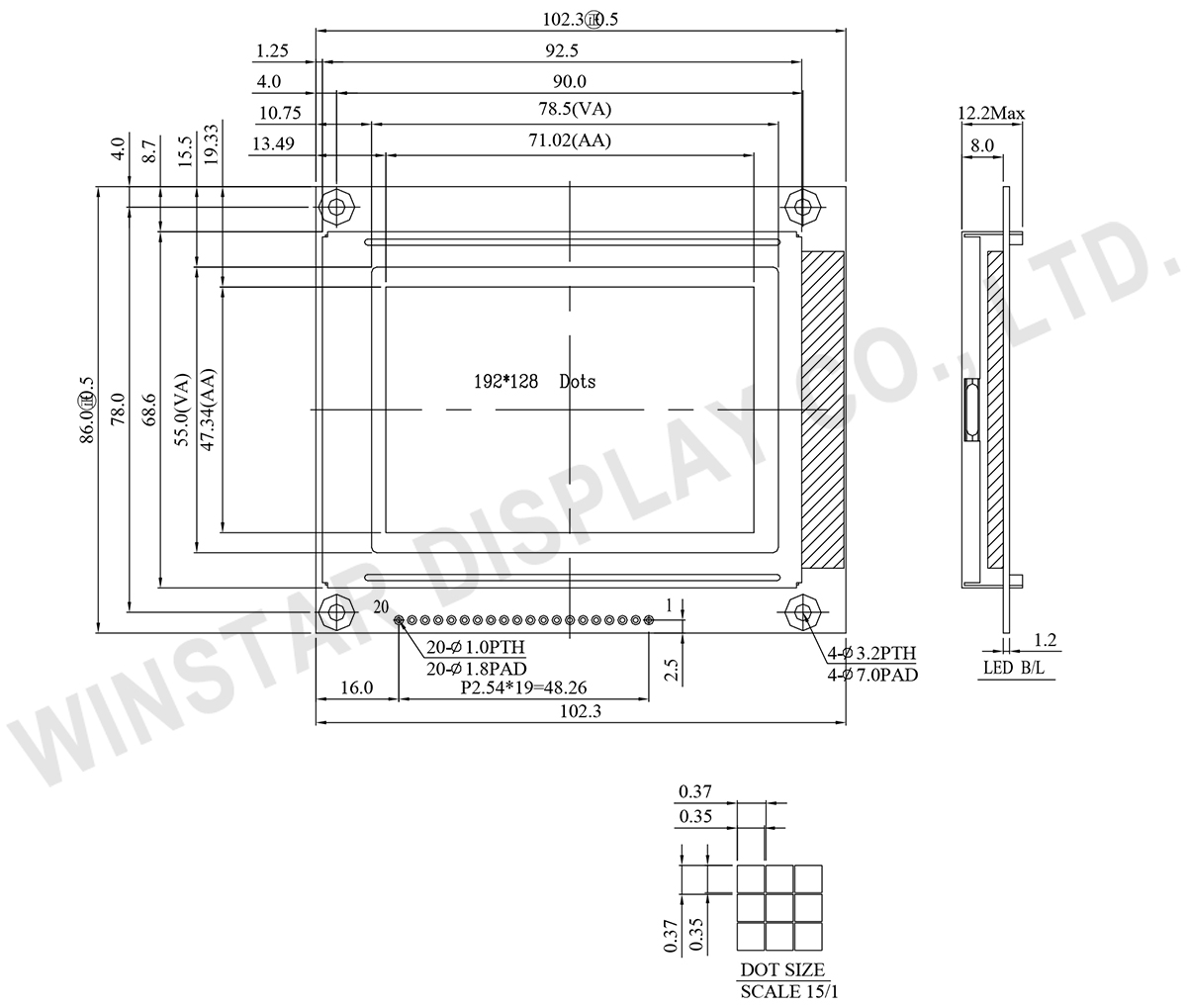 192 x 128 LCD, LCD Graphical Display, Winstar Graphical Display