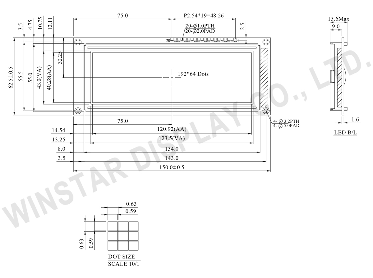 WG19264E - 192x64 LCD Display Graphic -Winstar Display