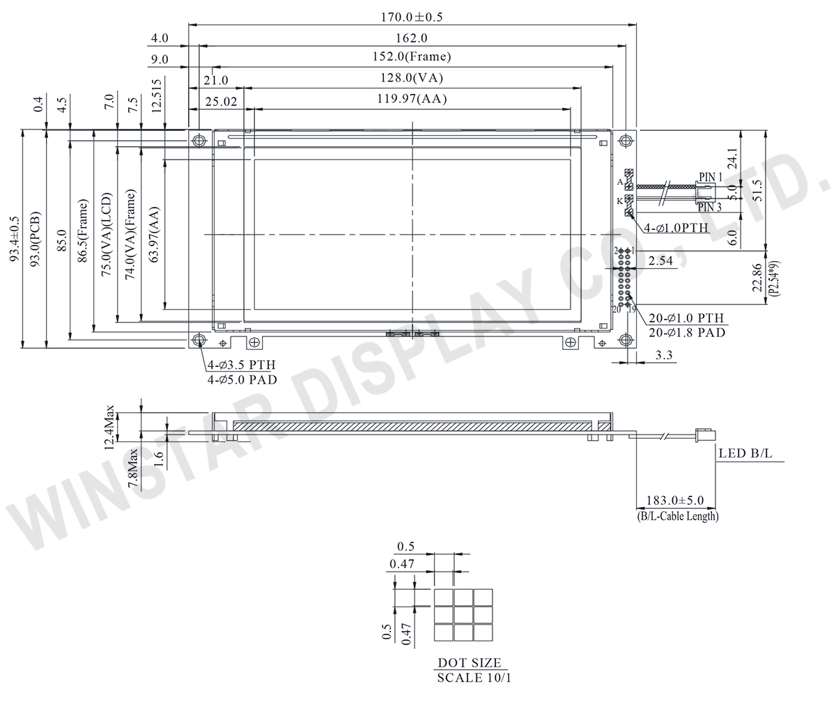 Graphic LCD Display 240x128 - WG240128A