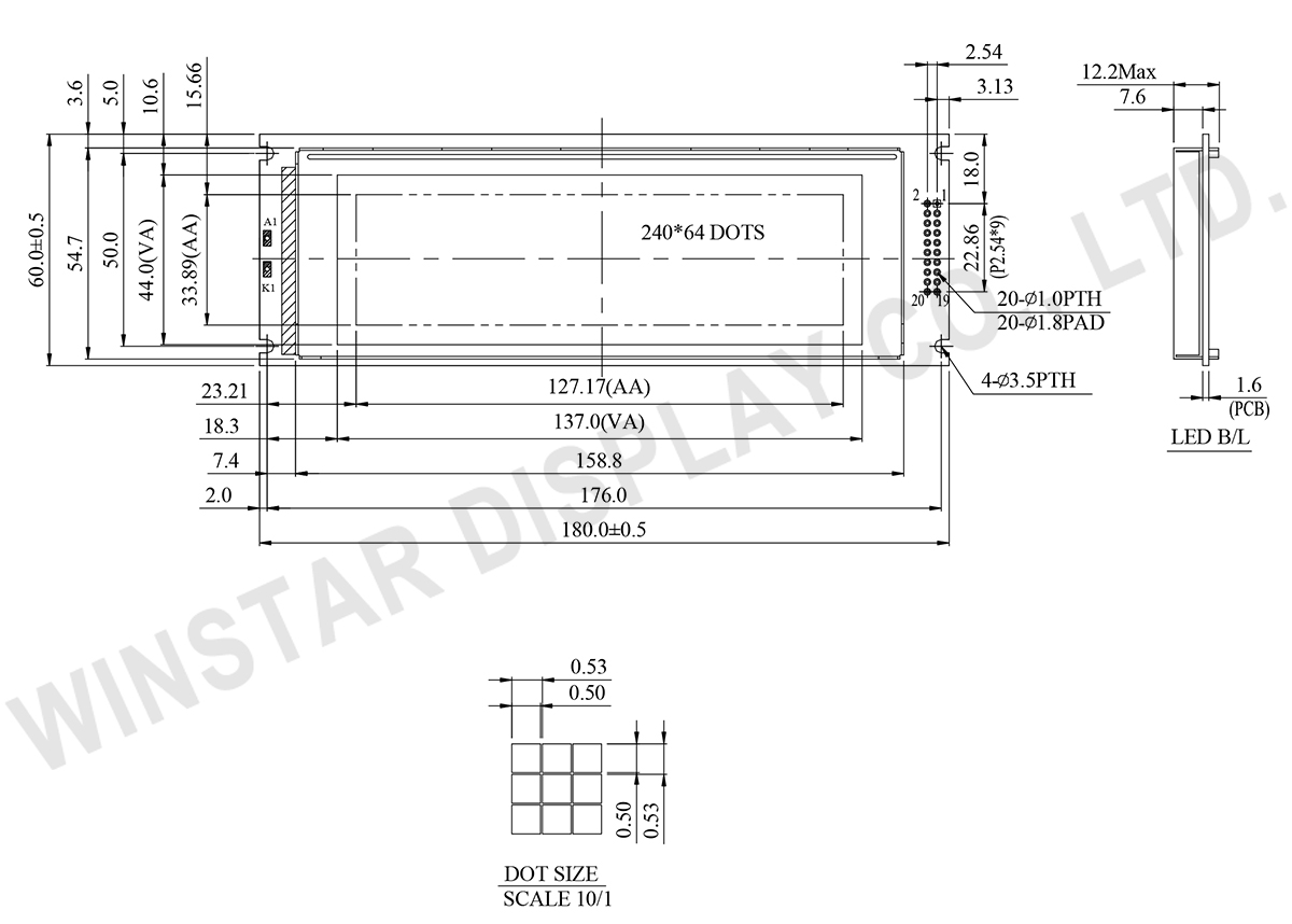 Winstar 240x64 Graphic LCD Module - WG24064E