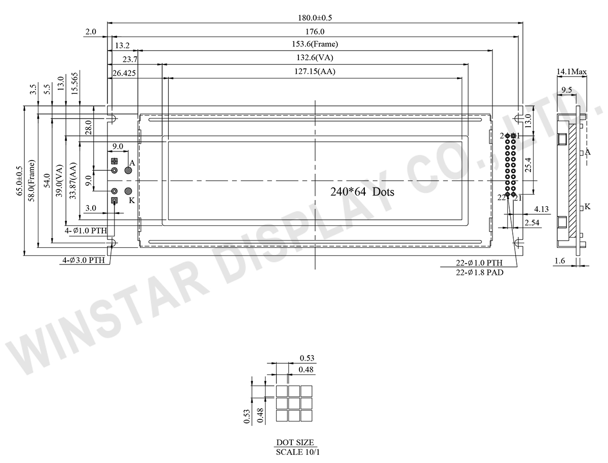 Winstar 240x64 Graphic LCD Display - WG24064J