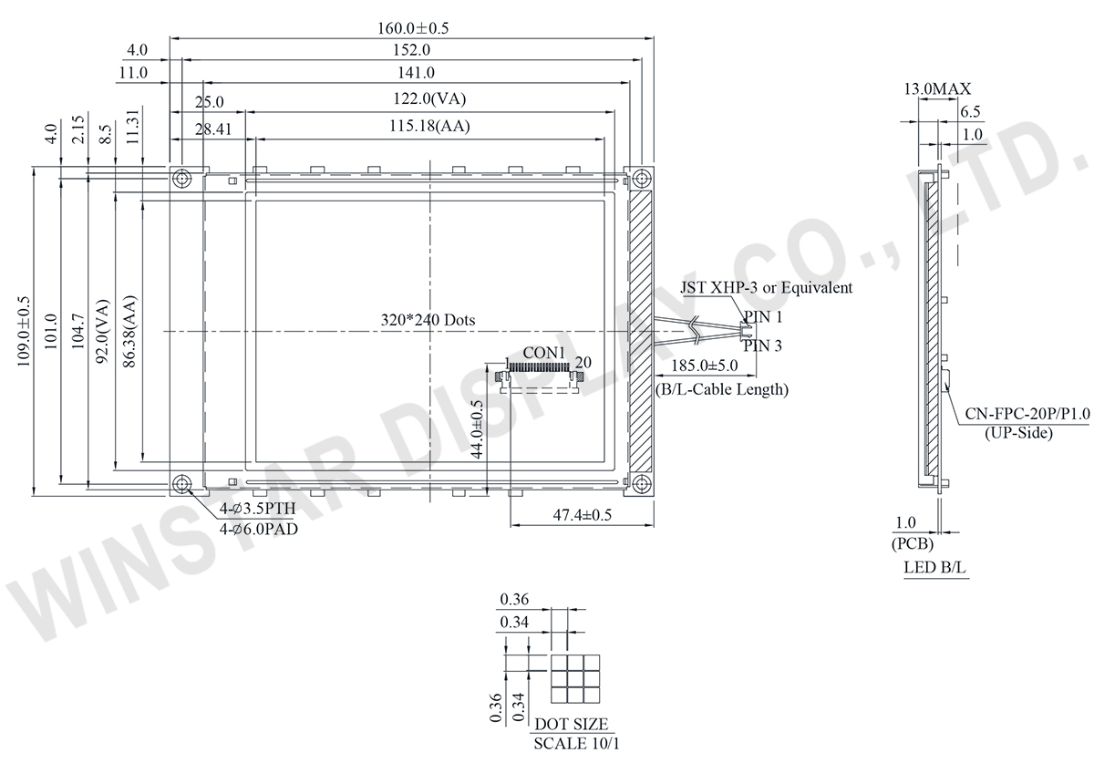 Winstar 320x240 LCD Module, WG320240BX 320240 LCD