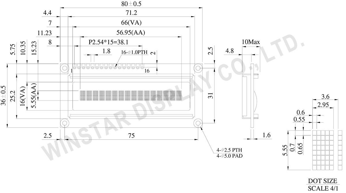 WEH001601A - 16x1 OLED Character Display