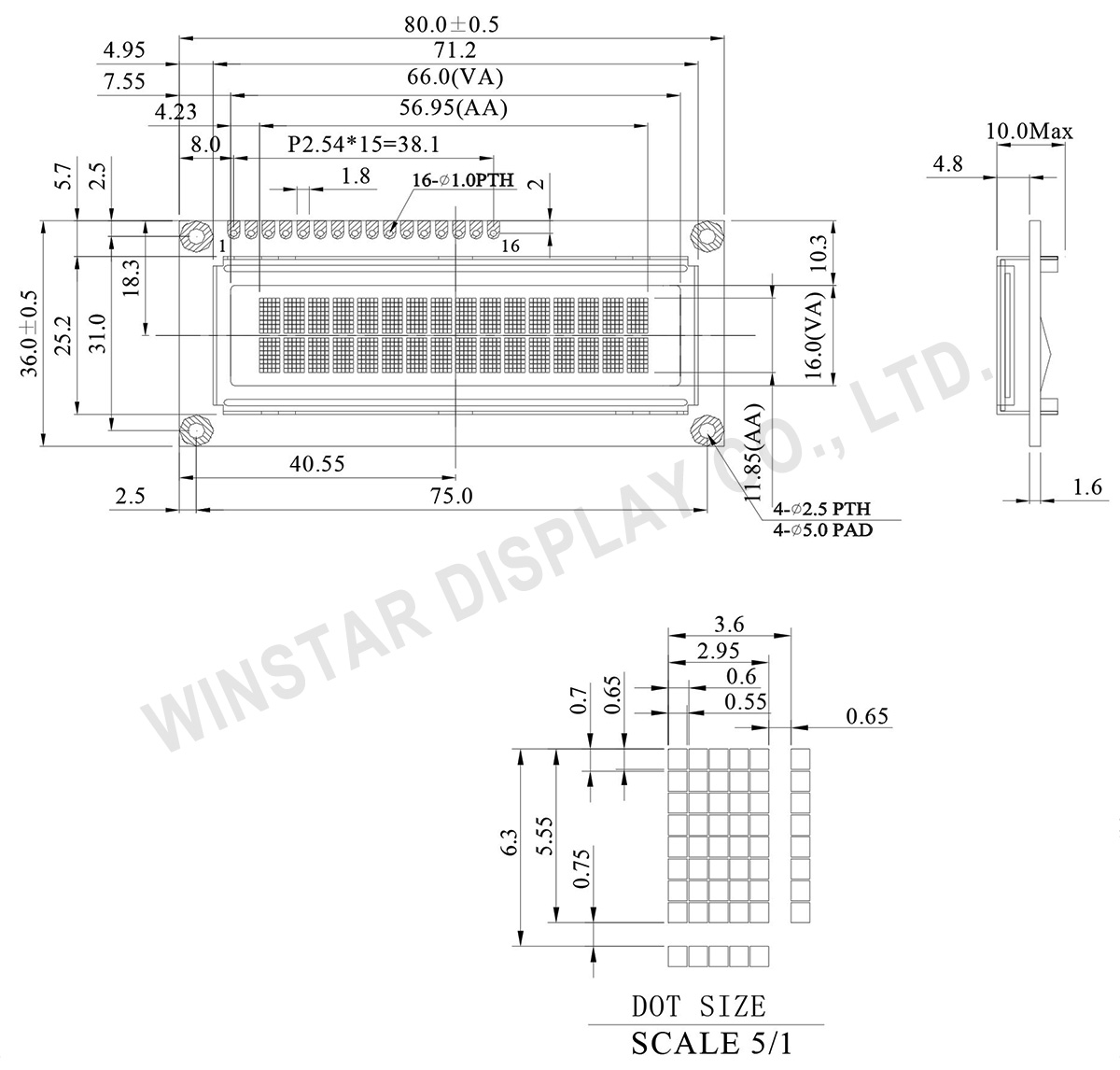 WEH001602A 16x2 OLED Character Display