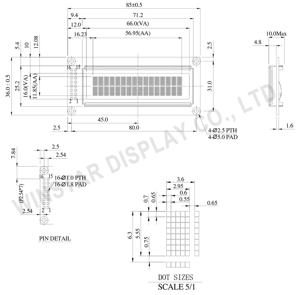 WEH001602C - OLED Character Display 16x2