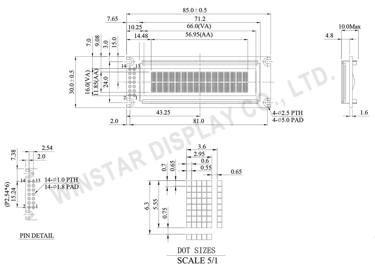 OLED Display 16x2, OLED 16x2 Character Display - Winstar OLED 16x2 - WEH001602D