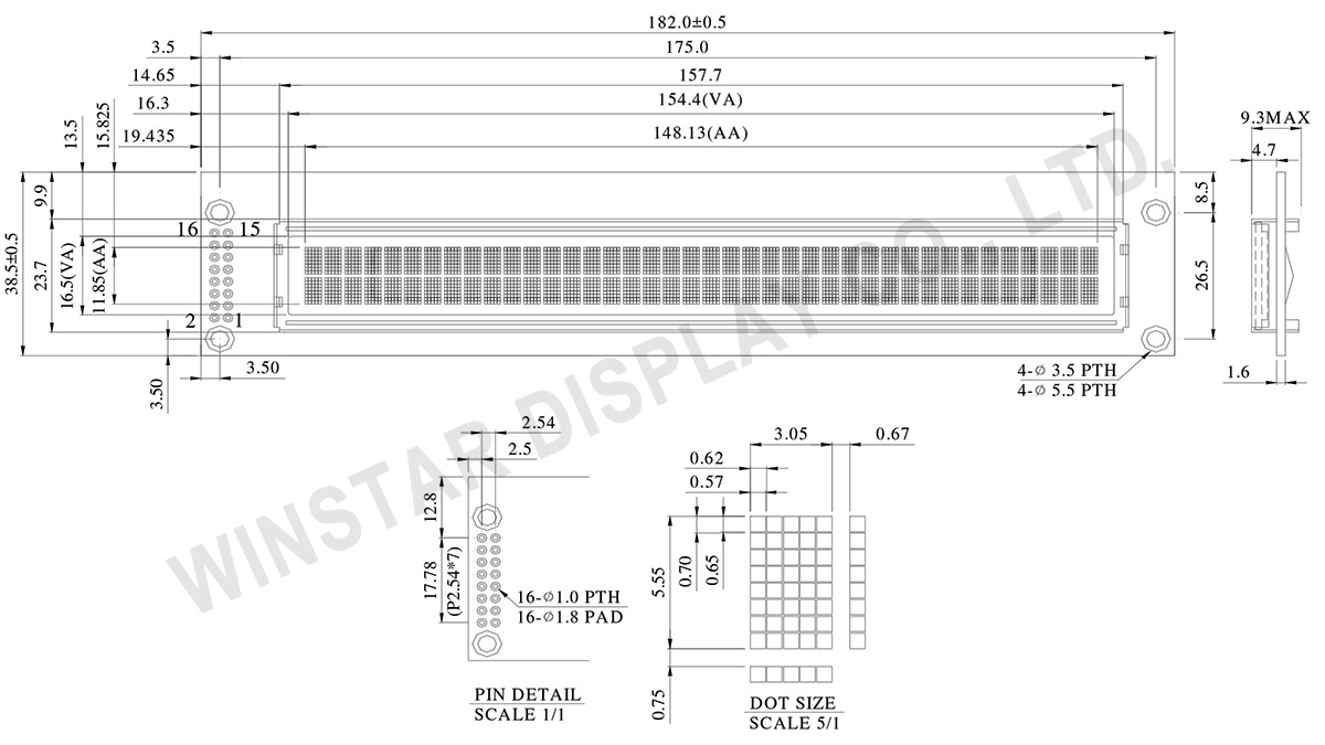 WEH004002A - OLED 40x2, 5.85 inch OLED Drawing