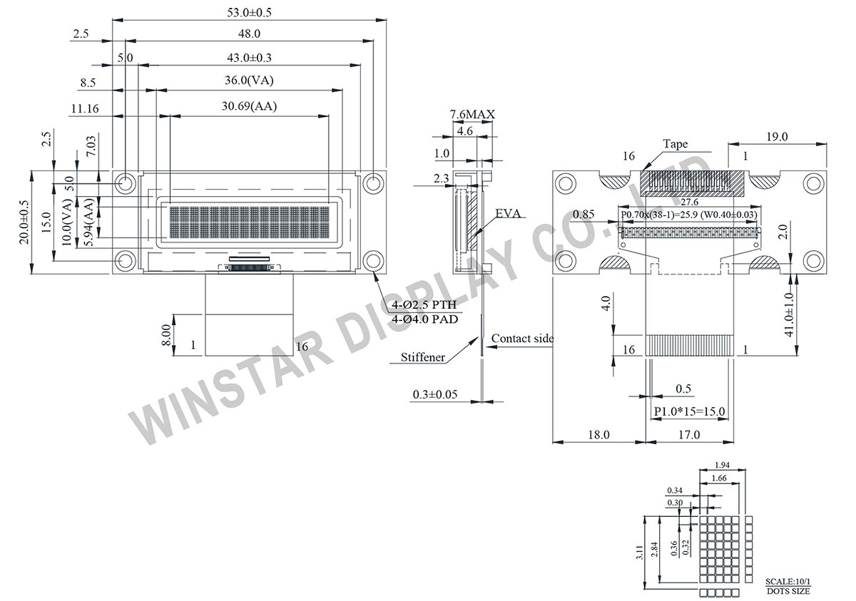 Winstar Character OLED 16x2 - WEO001602B
