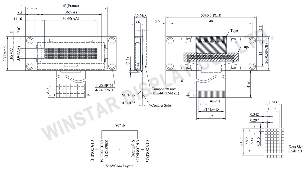 Winstar Character OLED 16x2 - WEO001602B