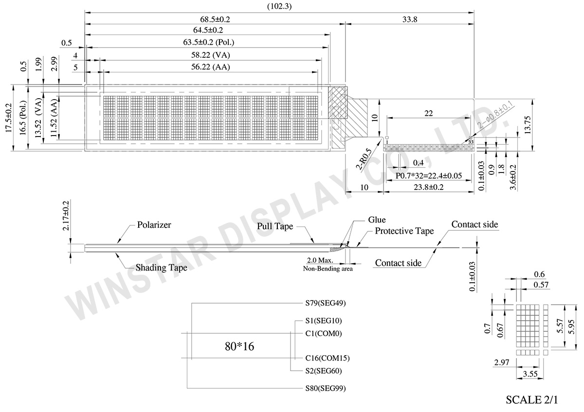 Winstar 16x2 OLED Display, Character OLED - WEO001602C