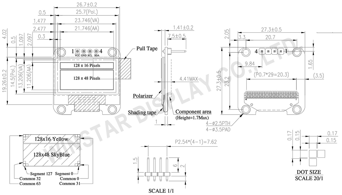 Dual Color OLED, Dual Color Display - WEA012864MX