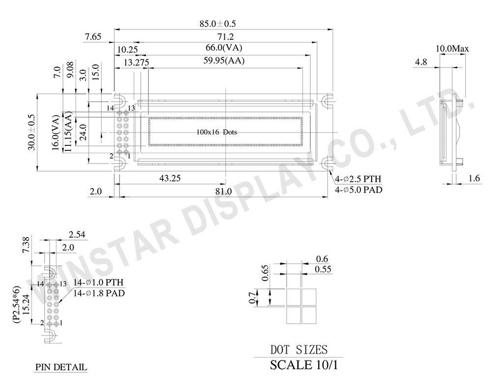 Monochrome OLED Display 100x16 - WEG010016D