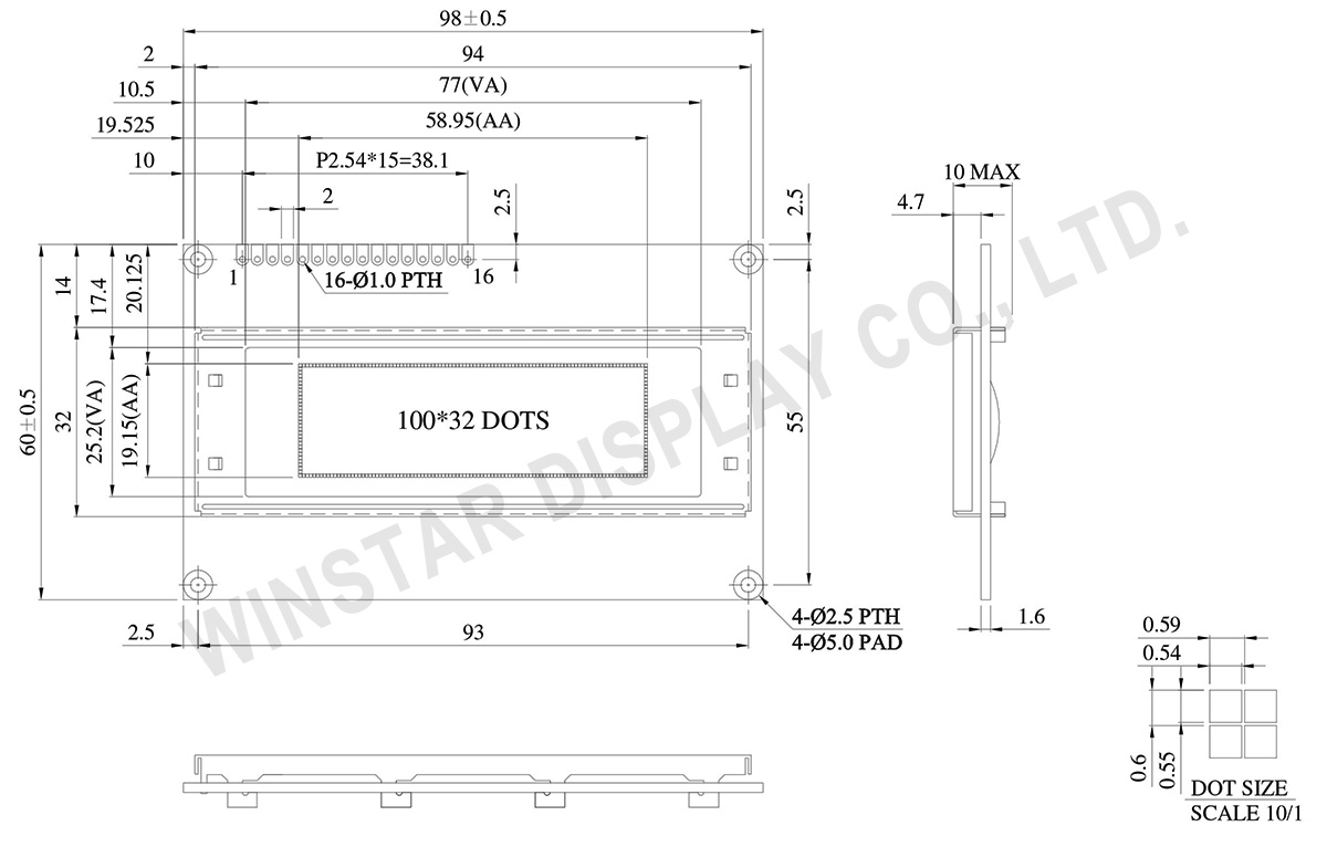 WEG010032A - 2.44" OLED Graphic 100x32