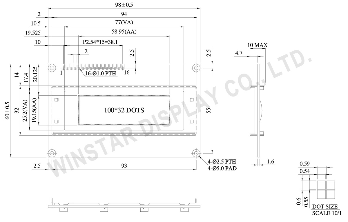 WEG010032A - 2.44" OLED Graphic 100x32