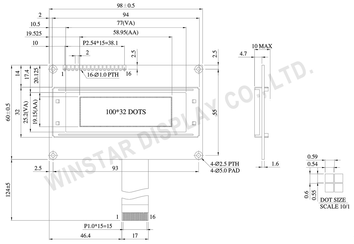 WEG010032B - 100x32 Graphic OLED Display