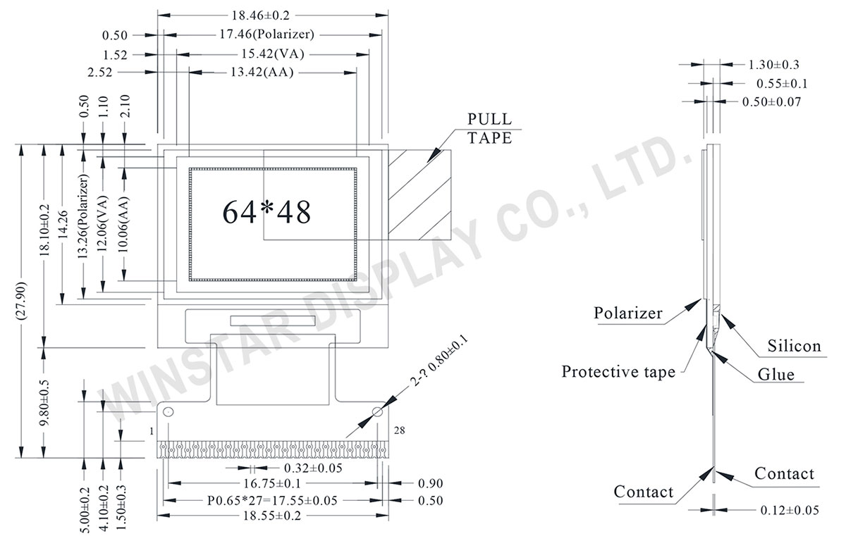 0.66 Mini OLED Display, 64x48 pixel OLED Display, Mini OLED Screen - WEO006448A