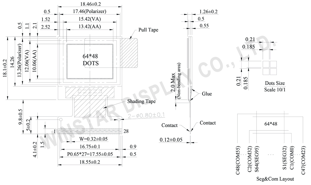 0.66 Mini OLED Display, 64x48 pixel OLED Display, Mini OLED Screen - WEO006448A