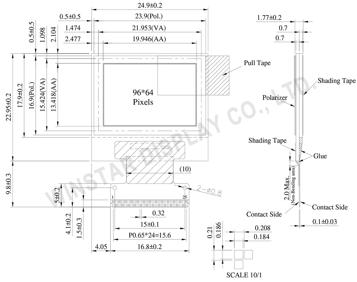 OLED Graphic 0.95 inch 96x64 - WEO009664A